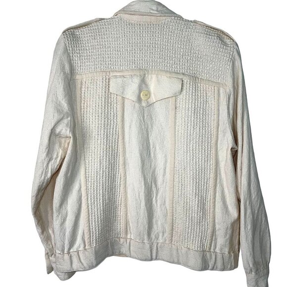 Martinez Vintage Womens Jacket Size Medium Cream Button Front Pure Cotton - Picture 2 of 9